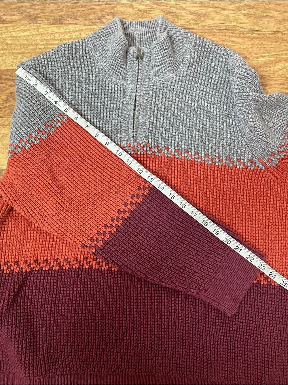 L.L. Bean 100%  Organic Cotton Waffle Knit Quarter Zip Sweater XXXL